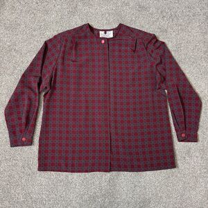 Vintage Pendleton Shirt Womens XL Burgundy Geometric Mandarin Collar Made USA